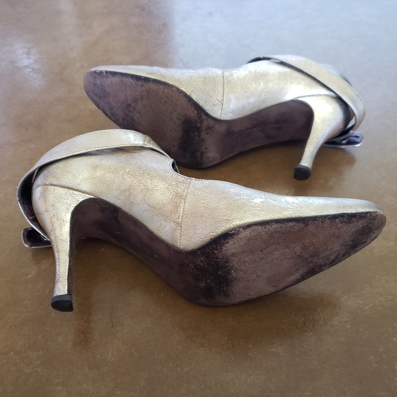 Couture Donald J Pliner 00s gold criss cross heels - Picture 7 of 8